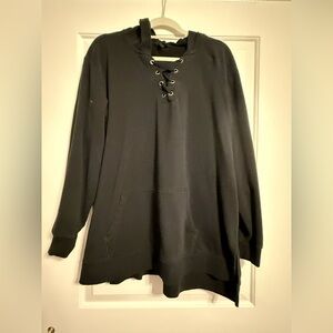 Torrid Black Lace-Up Sweatshirt